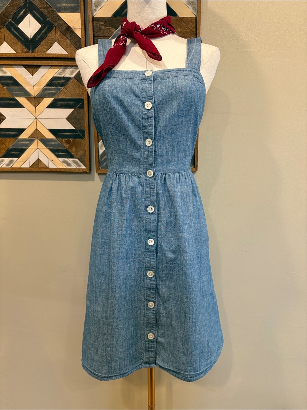 J. Crew Blue Denim Button-Front Mini Dress
